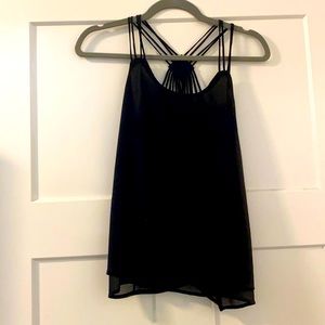 Black strappy chiffon tank top